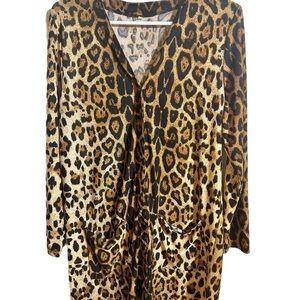 !CLEARANCE! Leopard Print Longline Cardigan • Size Large • Open Front Sweater